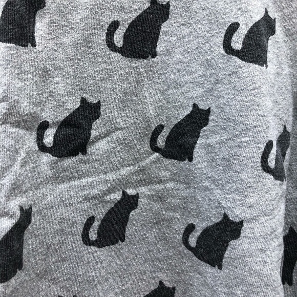 Forever 21 Sweatshirt Top Black Cat Pattern - Picture 6 of 6
